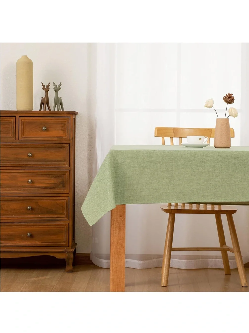 NEW Faux Linen Rectangle Tablecloth - Wrinkle and Stain Resistant Washable